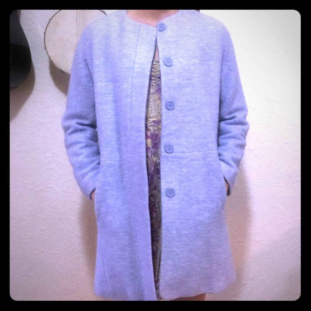 Zara Basics Light Blue Wool Dress Jacket